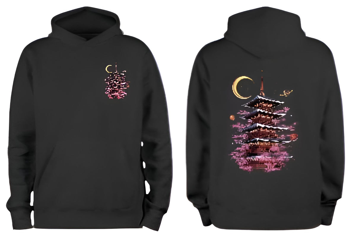 Black Graphic Hoodies | Lunar Dreamscape Hoodie | Byou clothing nyc